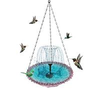 Bird Bath with Fountain, Solar Waterfall Pump, 9.25x18.11 inch Hangable Birds & Sturdy Design, Feeder Garden Decoration for Wildlife, Children, Landscape, Yard, Nature Lovers, Porch, Backyard