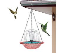 Bird Bath with Fountain, Solar Waterfall Pump, 9.25x18.11 inch Hangable Birds & Sturdy Design, Feeder Garden Decoration for Wildlife, Children, Landscape, Yard, Nature Lovers, Porch, Backyard