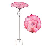 Bird Bath with Stake - 26.9x78.7cm Bird Feeder, Animals Feeder with Ground Stake | Garden Standing Birds Bath in Metal - for Parakeet Bee Parrot Songbirds Patio Yard Courtyard Lawn