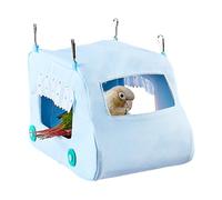 Bird Bed, Parakeet Cage Nest, 9.06x5.91x6.3 inches Size Car-Shaped Cooling Sleeping House, Soft Flannel Parrot Nest for Hamster Conure Lovebird Canary, Cozy Shelter, Blue
