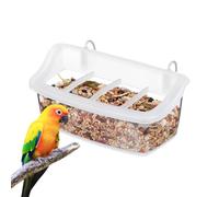 Bird Bowls for Cage with Hook Clear Spill-Proof Compartment Dispenser