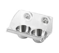 Bird Cage Bowls - Metal Feeder Drinker Cup, Clear Acrylic Support Bracket, Cage Mounted Food Water Container, Stable Fixing Structure for Parrots Finches Canaries Parakeets Small Animal Feeding Use