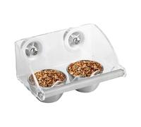 Bird Cage Bowls - Stainless Steel Feeding Bowl for Parakeets Macaws Canaries Parrots | Acrylic Stand Feeder Drinker with Secure Placement for Small Birds and Animals, 15.3x10.2x9.5cm Stainless Steel