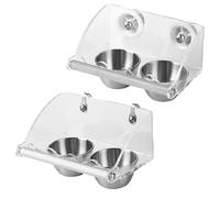 Bird Cage Bowls - Stainless Steel Feeding Dish, Acrylic Stand Mounted Container, Secure Hanging Food Water Holder, smoothedge Design for Parakeets Macaws Canaries Parrots Finches Small Animals Use