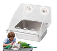 Bird Cage Feeder, Stainless Steel Parakeet Food Bowl 5.91x5.91x5.51 inches, Parrots Anti-Slip Bracket, Sturdy Watering Dish for Balcony Garden Aviary Indoor Outdoor Use