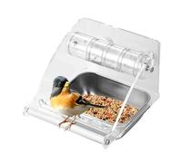 Bird Cage Feeding Bowl, Feeder Bowl Perch, 5.91x7.48x5.71 inch, Cage Mounted Water Food Dish, Stainless Steel Cup, Easy Install for Parrots, Parakeets, Small & Medium Birds (White)