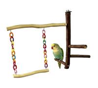 Bird Cage Perch - 30cm Wooden Standing Swing, Natural Chewing Spiral Staircase Toy, Aviary Enrichment Accessory | Durable Parrot Exercise Gym for Budgies Small Birds Living Room Home