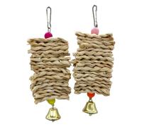 Bird Cage Toys - 2 Pieces Corn Husk Toys | Natural Corn Husk Interactive Bird Toy for Small Birds, Ideal for Conures, Chickens, Cage, Playground, Indoor, Patio, Hammock, Window & Garden