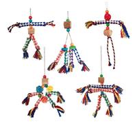 Bird Chew Toys, 5X Parrot Playset, Colorful Cotton Rope, Shreddable Materials for Beak Exercise, 9.45x6.3x1.97 inches Boredom-Busting Fun, Great for Cockatiels, Cockatoos, Macaws
