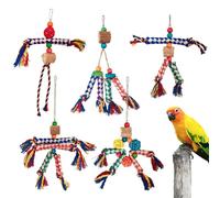 Bird Chew Toys, Birds Cage Toy Set, Colorful Cotton Rope Playset, Stimulating Activities, Shredding Toy,Ideal for Cockatiels, Cockatoos, 9.45x6.3x1.97 inches