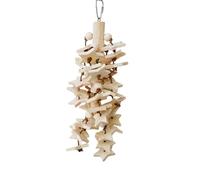 Bird Chewing Toys - Wooden Hanging, Playful Cage Decoration | Multifunctional Hooked Parrot Ornament, Interactive Enrichment Piece, Foraging Toys for Aviary Corners, Playstand Setups, Tropical