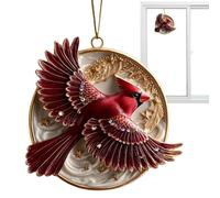 Bird Christmas Ornaments - 2D Colorful Acrylic Round Tree Decor, Double-Sided Stained Glass Style BRD Pendant, Hanging Window Suncatcher & Car Mirror Charm | Gift for Bird Lovers