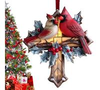 Bird Christmas Tree Ornaments, 2D Acrylic Pendant, Holiday Ornament with Red Bird Design, Christmas Decoration for Workplace Living Room, Holiday Accessories, Birds Ornament Set for Festive Use