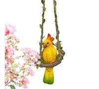 Bird Decor Figurine, Tropical Parrot Statue Ornament, 3.7in Realistic Funny Parrot Collectible Bird Art Sculpture, Outdoor Porch Garden Holiday Use, Decorative Garden Accent for Home Outdoor Decor Use