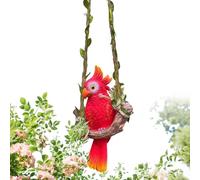 Bird Decor Figurine, Tropical Parrot Statue Ornament, 3.7in Realistic Funny Parrot Collectible Bird Art Sculpture, Outdoor Porch Garden Holiday Use, Decorative Garden Accent for Home Outdoor Decor Use
