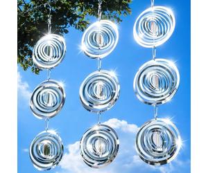 Bird Deterrents for Outside, Reflective 3D Stainless Steel Wind Spinners, Garden Decor, Bird Scare Devices to Keep Woodpeckers, Pigeons Away from Your House, Patio, Orchards