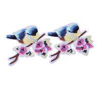 Bird Embroidery Applique Patches 2pcs | Iron On & Sew On Fabric Repair/Clothing Decoration/DIY Crafts | 5 Styles 3-10cm Flaw Cover (flower branch bird 1)