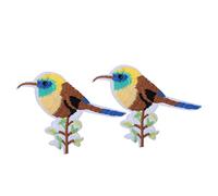 Bird Embroidery Applique Patches 2pcs | Iron On & Sew On Fabric Repair/Clothing Decoration/DIY Crafts | 5 Styles 3-10cm Flaw Cover (Flower Bird 2)