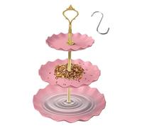 Bird Feeder, 3 Layer Birdbath Combo for Feeding Birds, Hanging Container with Large Capacity Design, Multi Use Feeders for Balcony Patio Yard Garden Lawn 9.45x9.45x13.78 inches Pink
