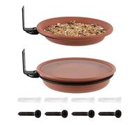 Bird Feeder, Bath Tray, Mounted Bowl, 15 x 2 cm Outdoor Decor, Two Piece Set, Water Dish, Food Holder, Garden Use, Balcony Setup, Lawn Display, Patio, Wall, Tree, Fence