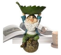 Bird Feeder Bath Tray, Resin Leaf Waterer Decor, 4.13x6.69 inches GNOME Statue Birdbath, Outdoor Lawn Patio Accessory, Weatherproof Garden Decor for Deck, Yard, House