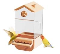 Bird Feeder Cage, Parakeet Food Dispenser, 19.6/11.6/9.9 inches, Cockatiel Feeding Container, Transparent Seed Holder Design for Macaws, Lovebirds, and Small Birds, Multicolor