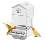 Bird Feeder Cage, Parakeet Food Dispenser, 19.6/11.6/9.9 inches, Cockatiel Feeding Container, Transparent Seed Holder Design for Macaws, Lovebirds, and Small Birds, Multicolor