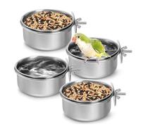 Bird Feeder for Cage - 304 Stainless Steel Pet Feeder Dish - Bird Feeding Water Cups - for Macaws Sparrow Parakeet Lovebird Conures Cockatiels Finches Garden Yard Outdoor