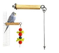 Bird Feeder for Cage - Wooden Perch and Stainless Steel Hanging Fruit | Toy For Parakeets Cockatiels Budgies And Small Birds | Bird Cage Feeder | For Foraging Enrichment Training Daily Feed