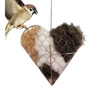 Bird Feeder - Heart Shape Nesting Material Holder, Metal Hanging Garden Ornament with Open Frame Design, Attracts Birds Supports Nest Building Outdoor Display, Ideal for Patio Backyard Courtyard