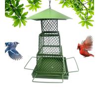 Bird Feeder - Outdoor Feeder | Wild Bird Feeder | 3-Layer House Bird Feeder, Large Capacity 360 Degree Feeding Bird Feeders, Bird Feeder House, Metal Bird Feeder For Garden Yard - Bird Feeder Station