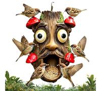 Bird Feeder Statue - Resin Tree Face Feeder | Hanging Garden Decor | Resin Construction, Tree Face Design, Built-in Hanging Hook, Suitable For Gardens Patios And Balconies
