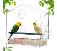 Bird Feeder Suction Cup - Food Box Bird Feeder, Clear Window Feeders with Removable Tray and Drain Hole, Backyard Birds Watching Station, Patio Balcony Accessory, Deck Window Mount Feeders
