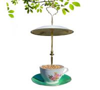 Bird Feeder Tea Cup,Garden Decoration - Outdoor Bird Food Container | for Patio Backyard Deck Balcony Courtyard Front Yard Park Gardeners Homeowners Animal Lovers Birders