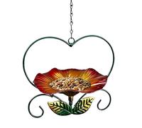 Bird Feeder Tray, Iron Flower Shaped, Heavy Duty Feeding Dish, Decorative Outdoor Feeder Patio Watching Viewing Pet Aviary Finch Parrots Food Water Home Garden Use Station Bird Feeding Decor Setup Use