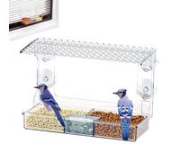 Bird Feeder, Window Viewing Box, 9.84x3.94x6.57 inches Suction Cup Clear Outdoor Decor Watching Supplies, Wild Bird Feeders for Lawn Patio Yard Garden Backyard and Balcony Use