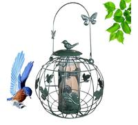 Bird Feeders for Outdoors, Heavy-Duty Metal Tube Feeder with 8.27x8.27x9.06 inches Squirrel-Proof Cage, Hanging Lantern Bird Feeder, for Lawn Backyard Balcony Birdwatching Garden Park Porch, Green