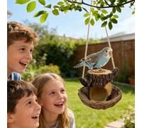 Bird Feeders for Outside - Tree Stump Shaped Feeding Station, Realistic Bark Texture Tray with Deep Seed Reservoir, Sturdy Weatherproof Resin Construction, Ideal for Wild Birds Parrots