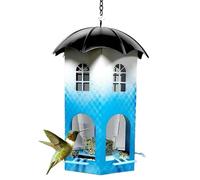 Bird Feeders, Waterproof Finch Outside, 5.91x5.91x8.66 inches, Clear Window Viewing Station, Weather Resistant Seed Holder for Backyard Patio, Birds Watching, White and Blue