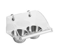 Bird Feeding Bowl - Stainless Steel Parakeet Dish | 12x8cm Parrot Feeder Drinker with Acrylic Stand, Strong and Easy to Clean Bird Accessory for Cockatiels Macaws Canaries Parrots Finches