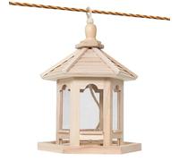 Bird Feeding Cabin - Hanging Wood Seed Dispenser, Backyard Avian Shelter | Rain Shield Slanted Roof Wildlife Feeding Large Capacity Grain Corn Holder System for Lawn Courtyard Terrace Spaces