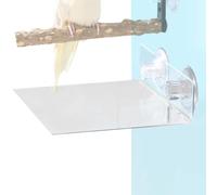 Bird Feeding Tray - Clear Acrylic Bird Feeder | Suction Cup Window Feeder | 7.87 Inch Square, Food Waste Catcher, Easy Clean, Seed Catcher Plate, Perfect For Home Window Glass Cage Garden Backyard Pat