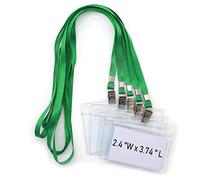 Bird Fiy Cordons avec porte-nom - Lot de 50 badges d'identification horizontaux en plastique transparent étanche et 50 cordons (vert)