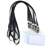 Bird Fiy Lot de 50 badges d'identification horizontaux en plastique transparent étanche et 50 cordons en nylon noir