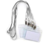 Bird Fiy Lot de 50 Cordons avec Porte-Badge Enrouleur d'Identification - Étanches - En Plastique Transparent - Pour Carte d'Identité et 50 Cordons (Gris)