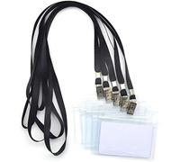 Bird Fiy® Lot de 50 type de imperméable de qualité supérieure en plastique transparent horizontal étiquette nom Badge Carte d'identité et dragonne Lot de 50 noir