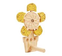 Bird Foraging Toy - Rotating Fan with Perch | Parrot Chew Beak Grinding | 4.13x7.48in Natural Pine Wood, Replaceable Petals, for Cockatiel Conure Lovebird Cage