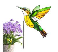 Bird Garden Stake, Acrylic Bird Ornament, 4.72x3.74x0.12 inches All Season Landscaping Stakes, Stained Glass Style Accent for Lawn, Poolside, Patio, Park, Plant Pots, Cactus, Aloe