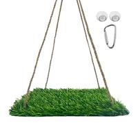 Bird Grass Hammock Swing | Hanging Bird Toy with Natural Perch, Chewing Play Mat with Hooks for Cockatiel, Parrotlet, Canaries, Cockatoo, Parakeets, Lovebird, | Fun Cage Swinging Access