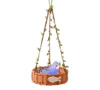Bird Hammock, Parakeet Hammock, PE Imitation Rattan Vintage Hand-Woven, Breathable, Easy to Clean for Cockatiel, Canary, Indoor, Outdoor, Climbing, Foraging, Enrichment, 15x4cm